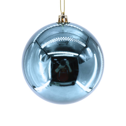Plastic Shiny Finish Ball Ornament 4" - Light Blue | ZT
