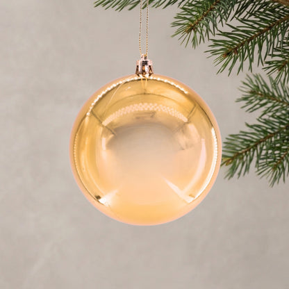 Plastic Shiny Finish Ball Ornament 4" - Light Copper | ZT