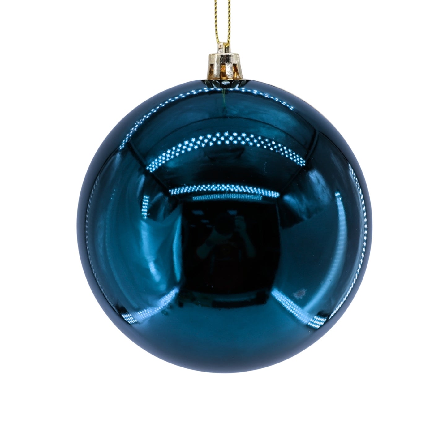 Plastic Shiny Finish Ball Ornament 4" - Navy Blue