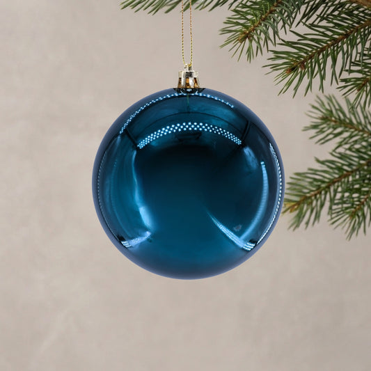 Plastic Shiny Finish Ball Ornament 4" - Navy Blue | ZT