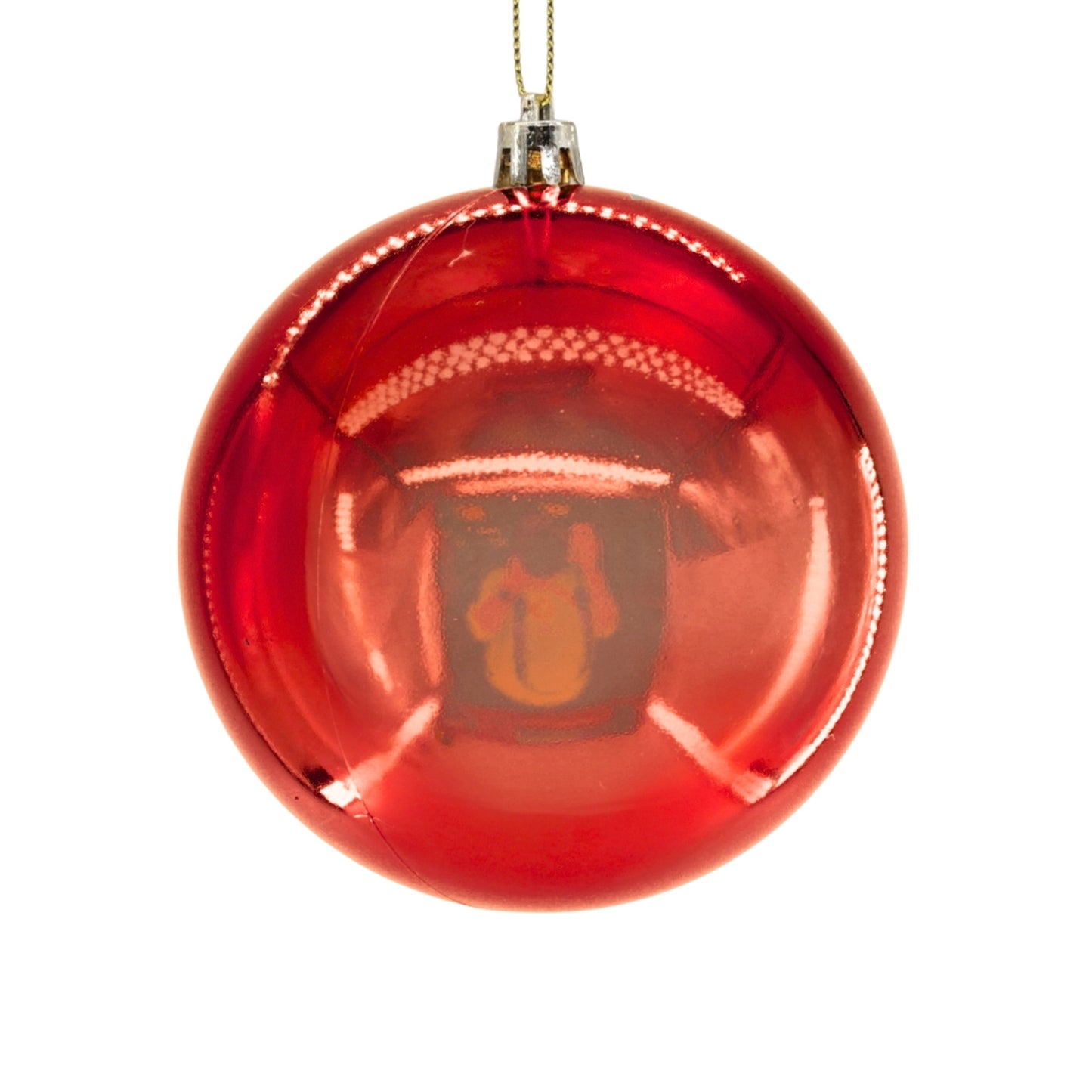 Plastic Shiny Finish Ball Ornament 4" - Red | ZT
