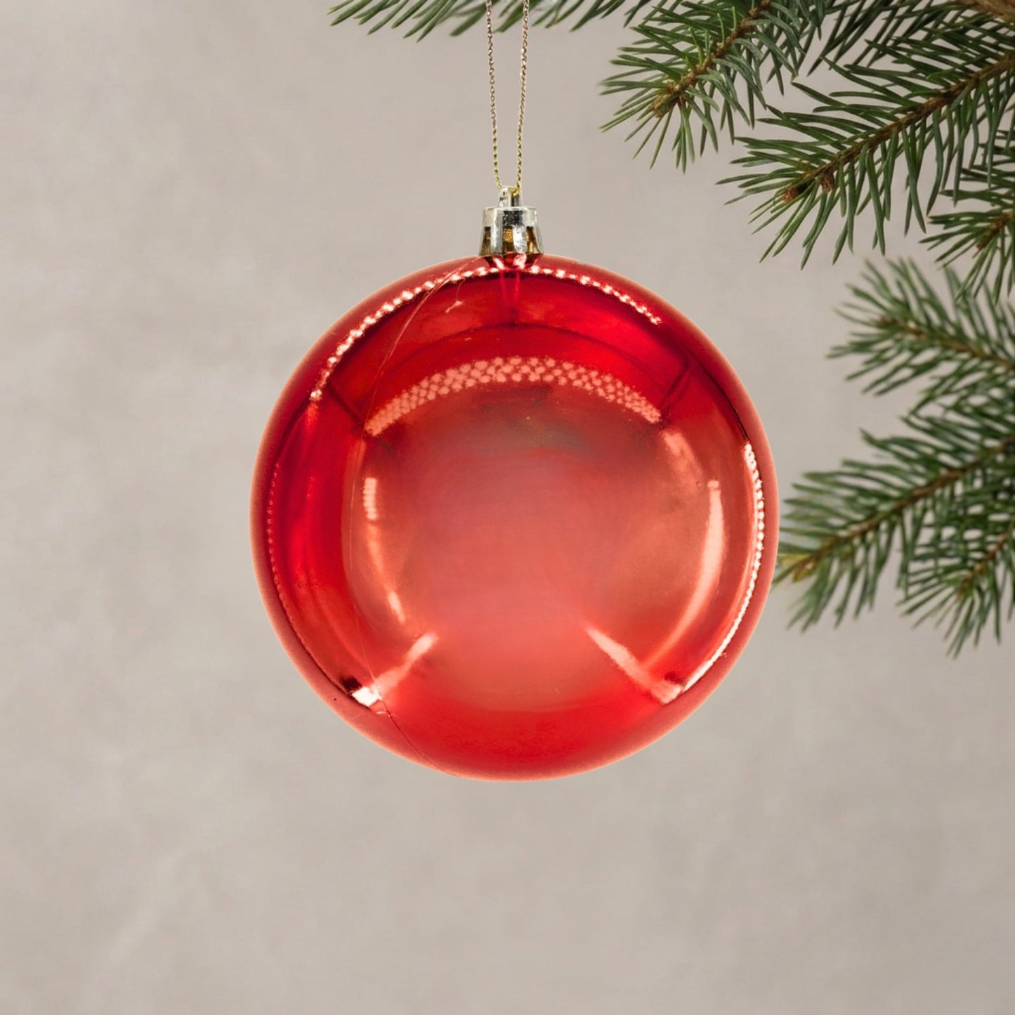 Plastic Shiny Finish Ball Ornament 4" - Red | ZT