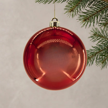 Plastic Shiny Finish Ball Ornament 6" - Burgundy