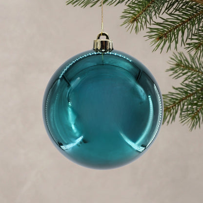 Plastic Shiny Finish Ball Ornament 6" - Dark Teal | ZT