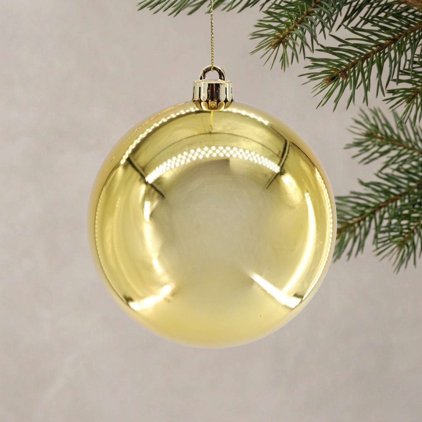 Plastic Shiny Finish Ball Ornament 6" - Gold | ZT