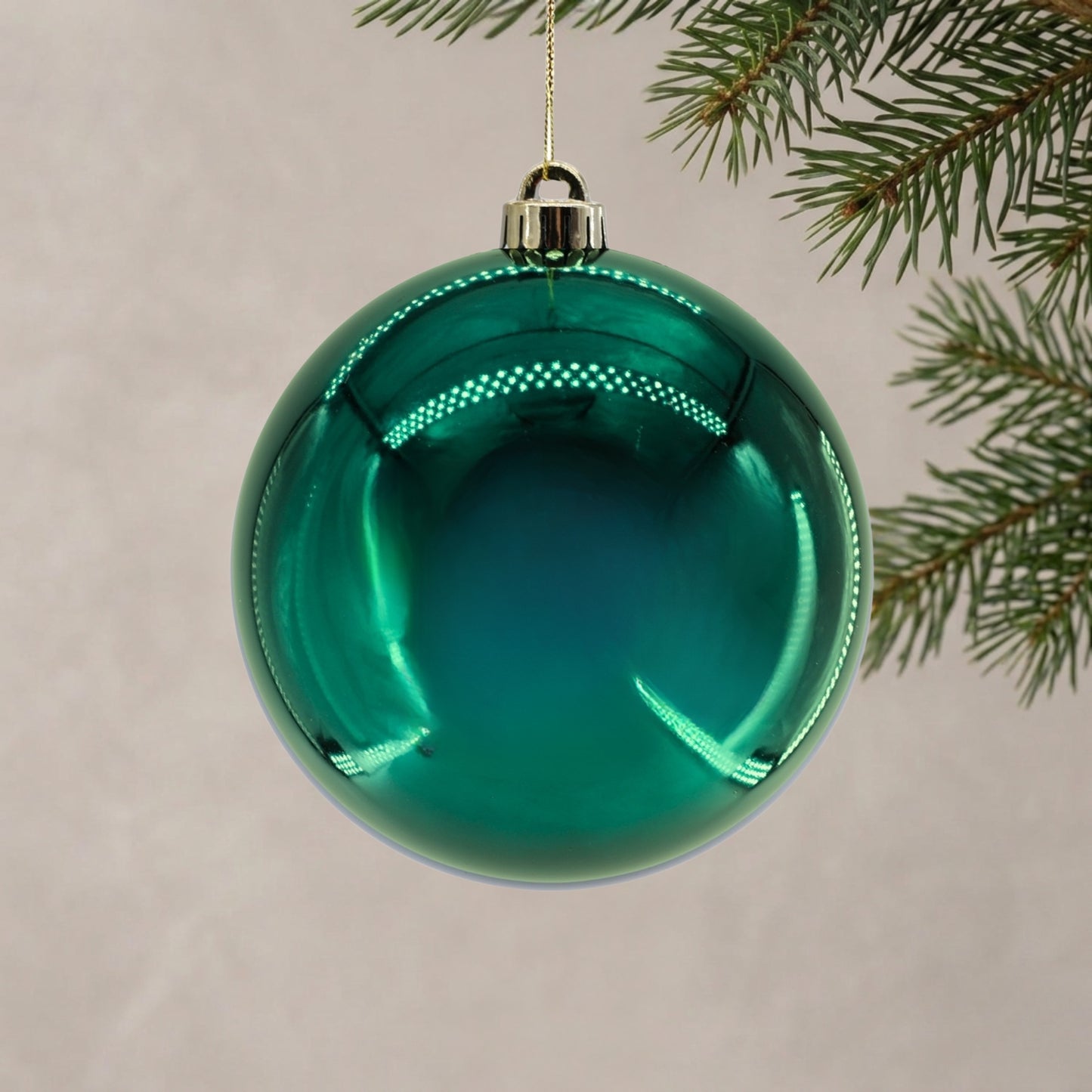Plastic Shiny Finish Ball Ornament 6" - Emerald | ZT