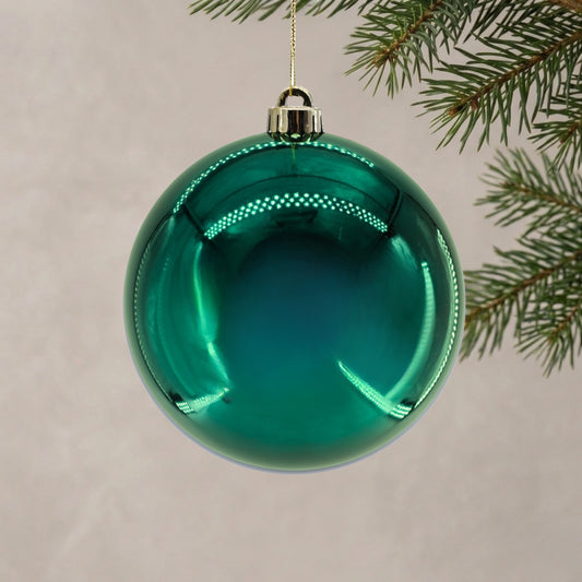 Plastic Shiny Finish Ball Ornament 6" - Emerald | ZT