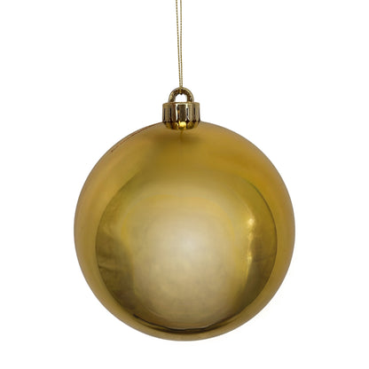 Plastic Shiny Finish Ball Ornament 6" - Gold | ZT