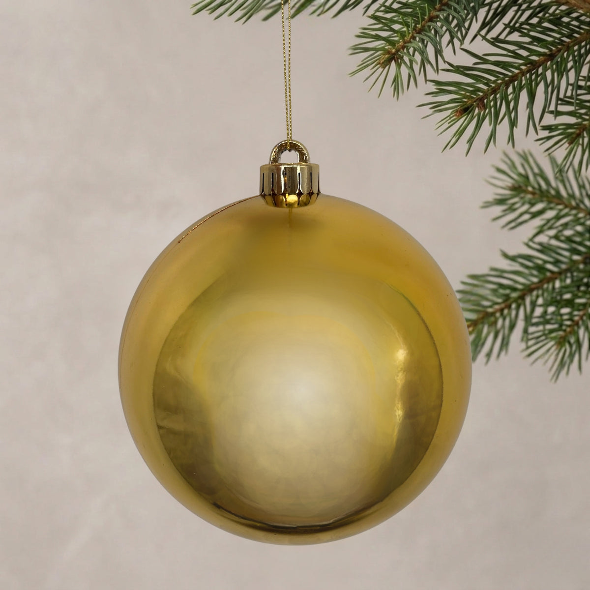 Plastic Shiny Finish Ball Ornament 6" - Gold | ZT