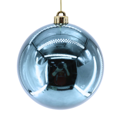 Plastic Shiny Finish Ball Ornament 6" - Light Blue | ZT
