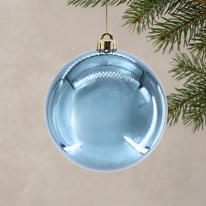 Plastic Shiny Finish Ball Ornament 6" - Light Blue | ZT