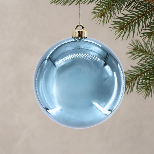 Plastic Shiny Finish Ball Ornament 6" - Light Blue | ZT