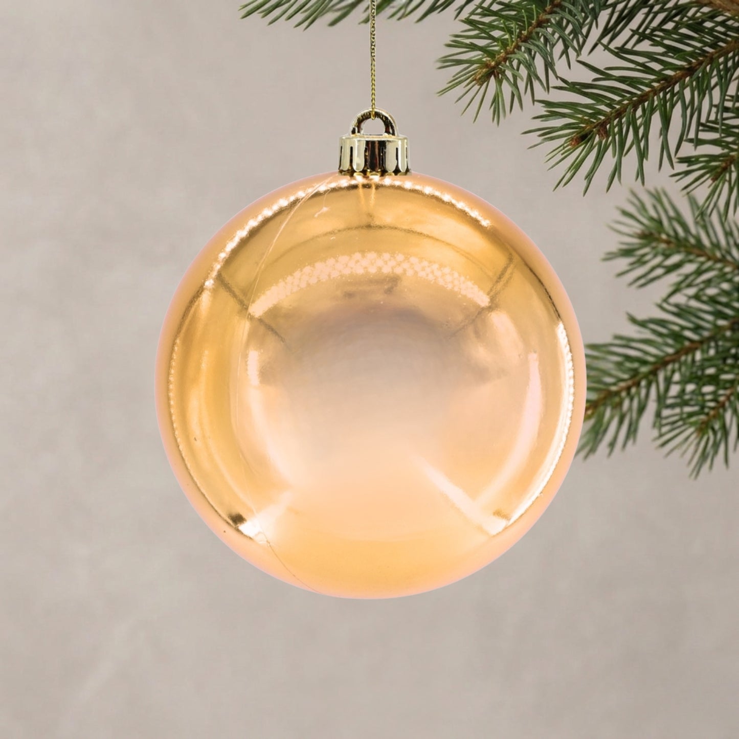 Plastic Shiny Finish Ball Ornament 6" - Light Copper | ZT
