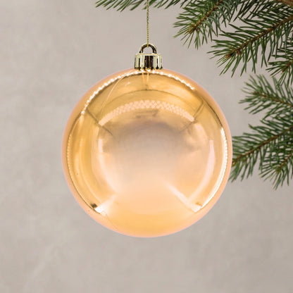 Plastic Shiny Finish Ball Ornament 6" - Light Copper | ZT