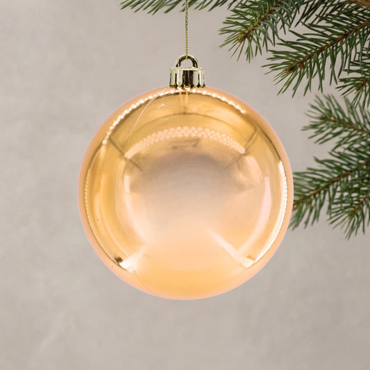 Plastic Shiny Finish Ball Ornament 6" - Light Copper | ZT