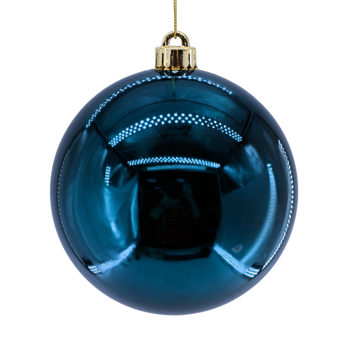 Plastic Shiny Finish Ball Ornament 6" - Navy Blue | ZT