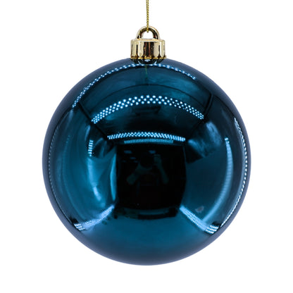 Plastic Shiny Finish Ball Ornament 6" - Navy Blue | ZT