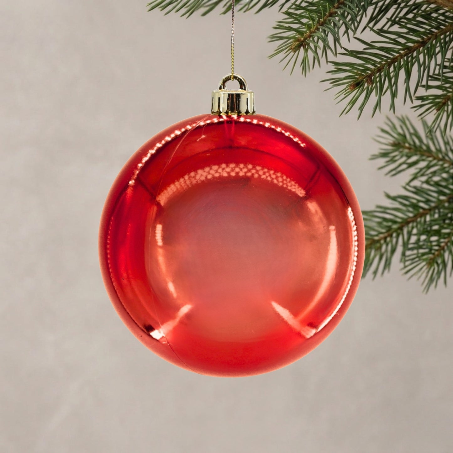 Plastic Shiny Finish Ball Ornament 6" - Red | ZT