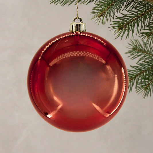 Plastic Shiny Finish Ball Ornament 8" - Burgundy | ZT