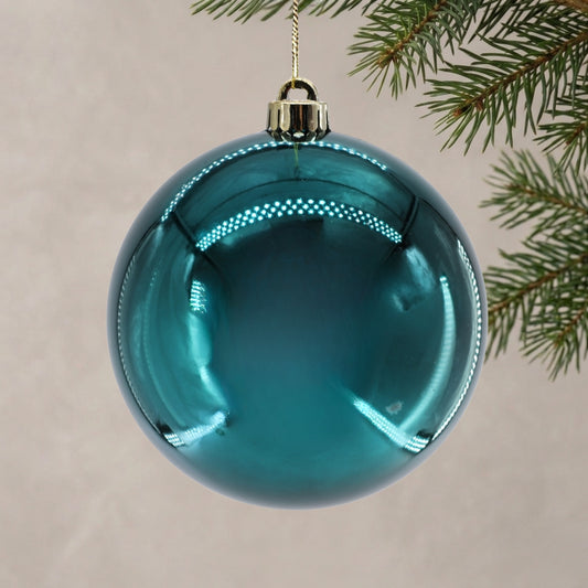 Plastic Shiny Finish Ball Ornament 8" - Dark Teal | ZT