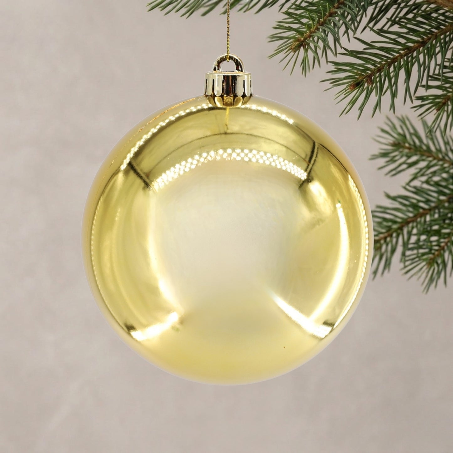 Plastic Shiny Finish Ball Ornament 8" - Gold | ZT