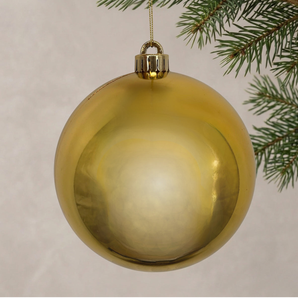 Plastic Shiny Finish Ball Ornament 8" - Gold | ZT