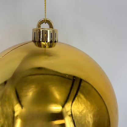 Plastic Shiny Finish Ball Ornament 8" - Gold | ZT
