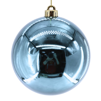 Plastic Shiny Finish Ball Ornament 8" - Light Blue | ZT