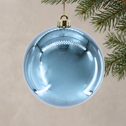 Plastic Shiny Finish Ball Ornament 8" - Light Blue | ZT