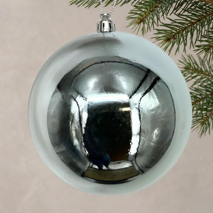 Plastic Shiny Finish Ball Ornament 8" - Silver Blue | ZT