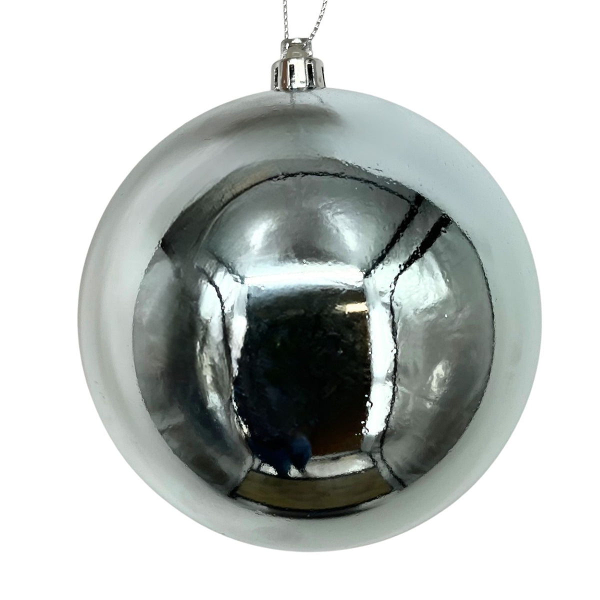 Plastic Shiny Finish Ball Ornament 8" - Silver Blue | ZT