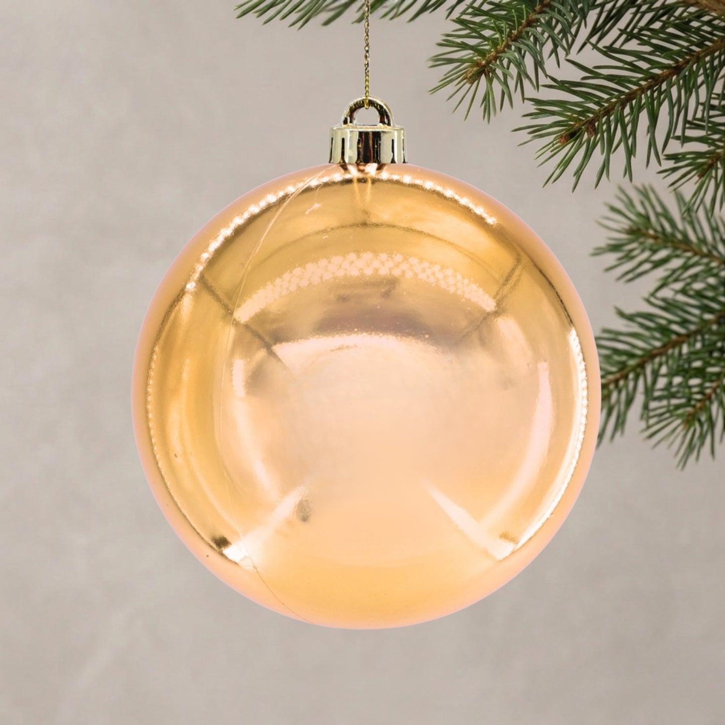 Plastic Shiny Finish Ball Ornament 8" - Light Copper | ZT