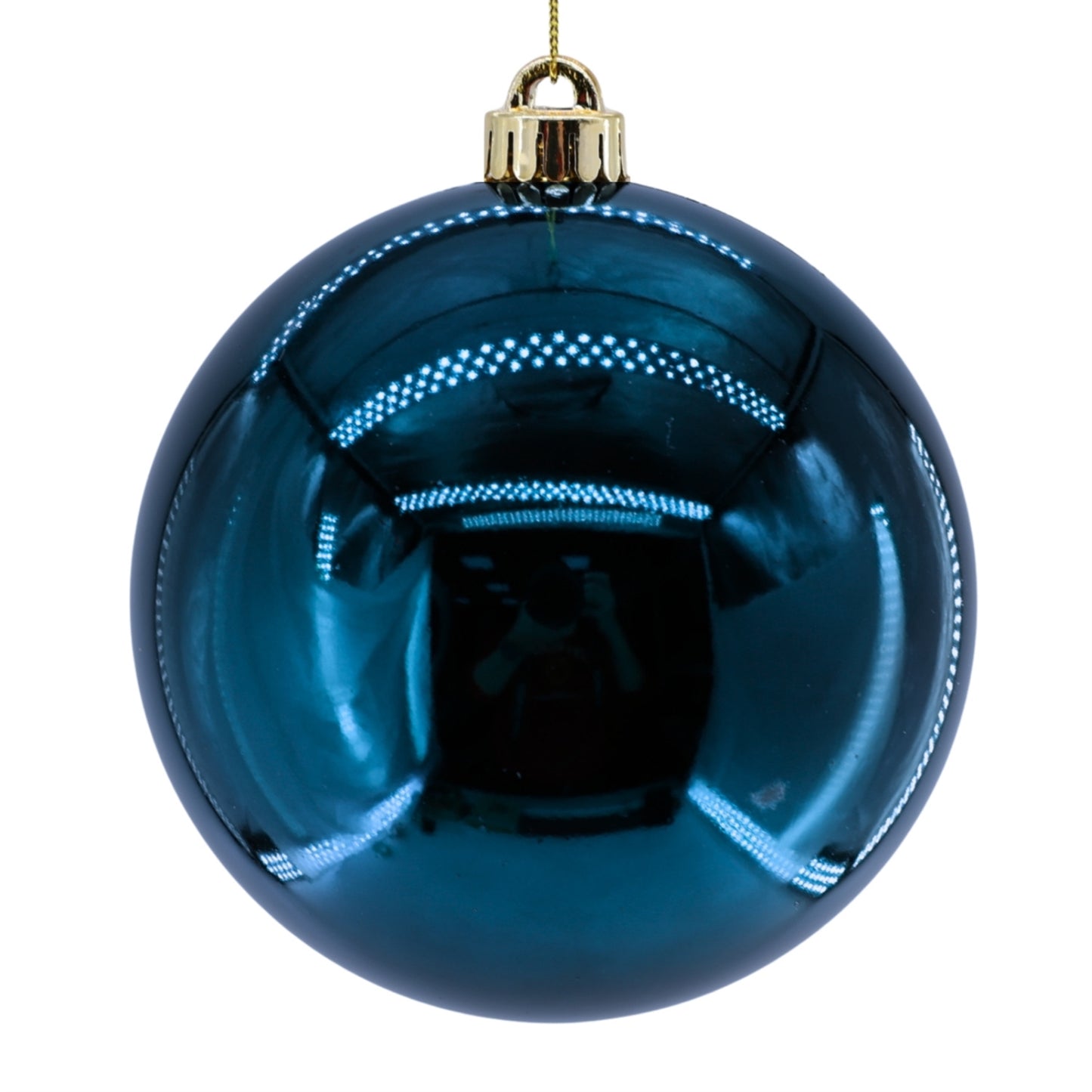 Plastic Shiny Finish Ball Ornament 8" - Navy Blue