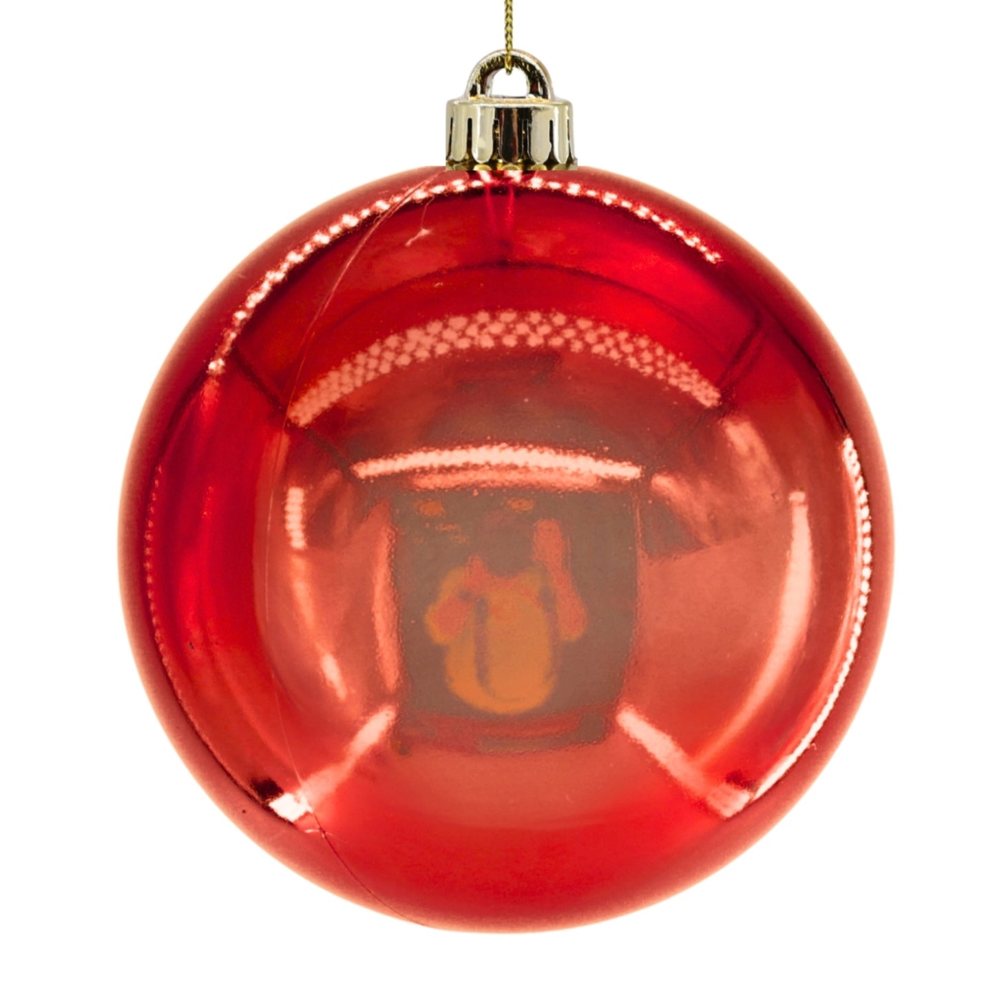 Plastic Shiny Finish Ball Ornament 8" - Red