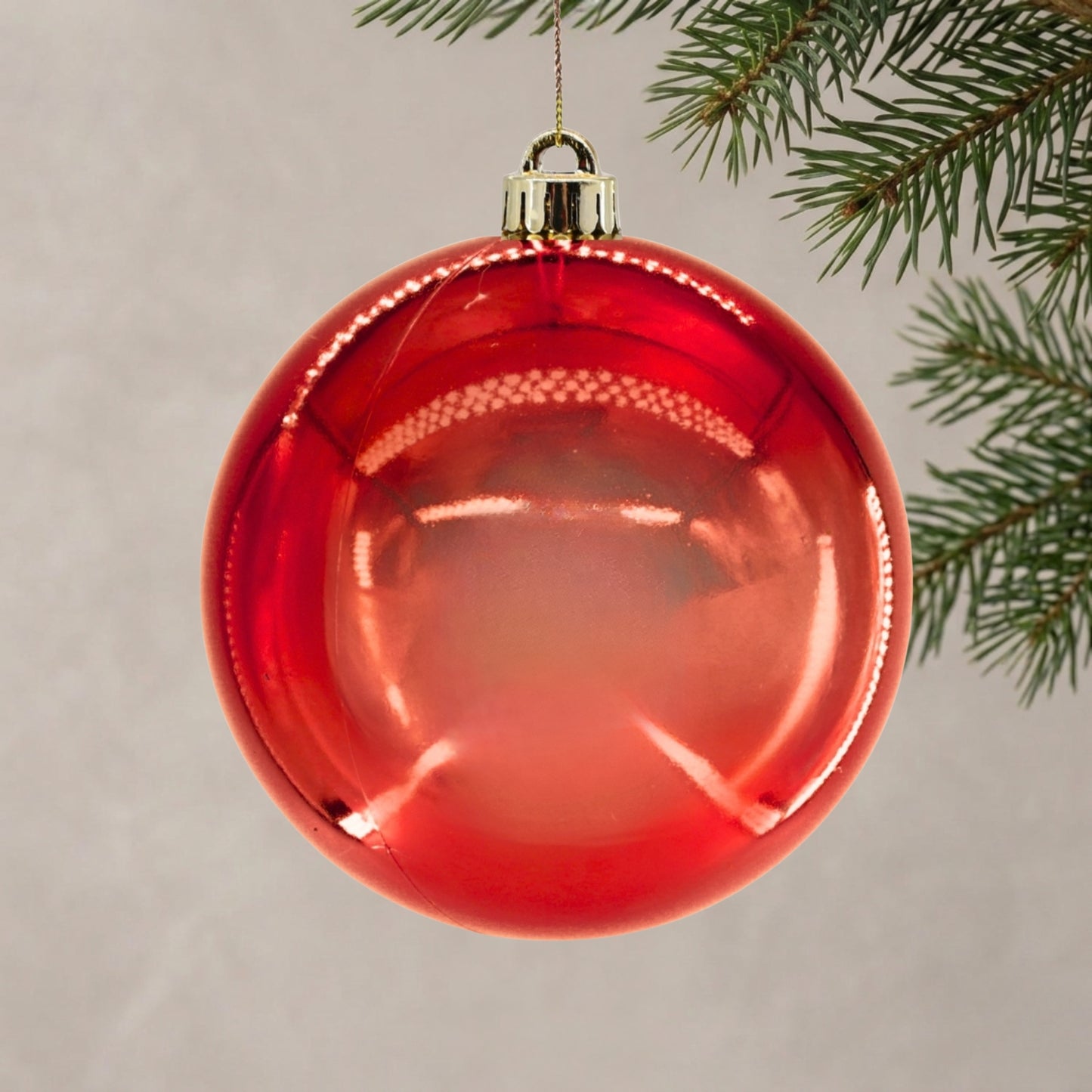 Plastic Shiny Finish Ball Ornament 8" - Red