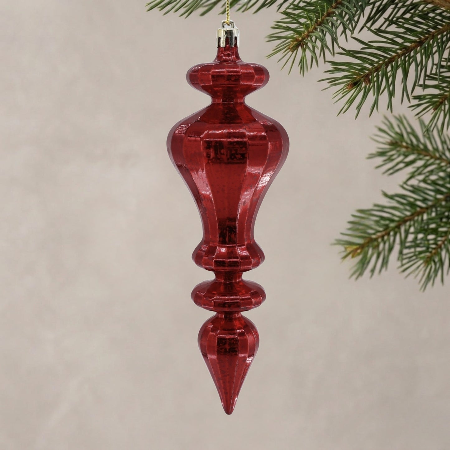 Mercury Finish Plastic Finial - 7.5" - Burgundy