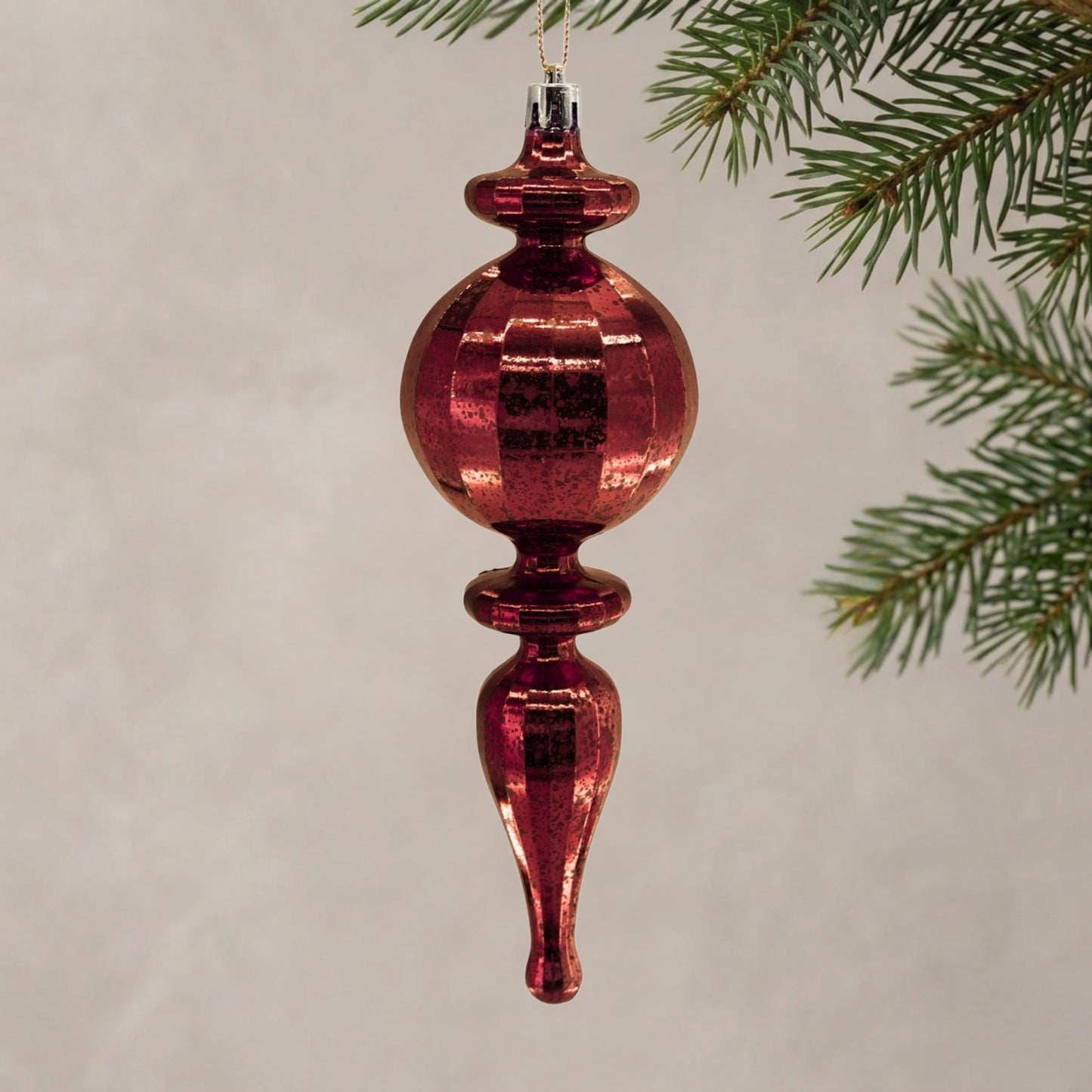 Mercury Finish Rounded Plastic Finial 7.5" - Burgundy