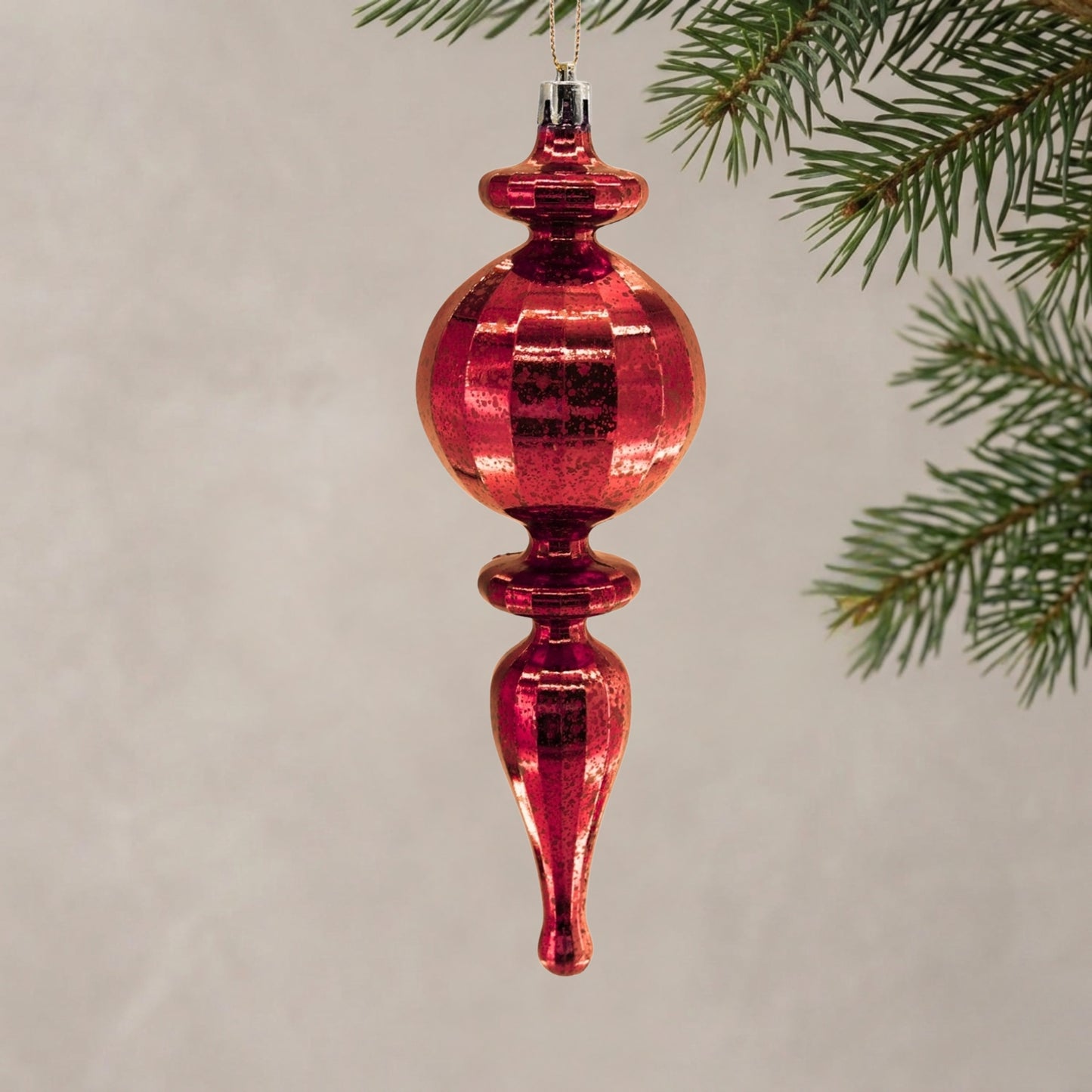 Mercury Finish Rounded Plastic Finial 7.5" - Red