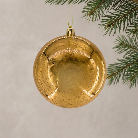 Mercury Finish Plastic Ball Ornament 4" - Dark Gold | ZT