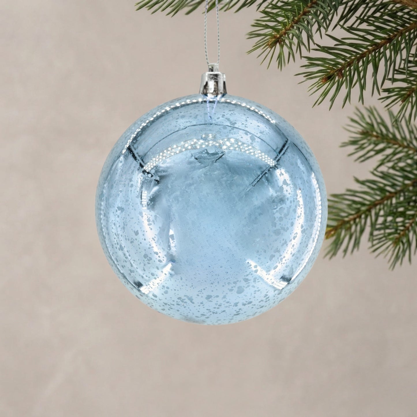 Mercury Finish Plastic Ball Ornament 4" - Light Blue