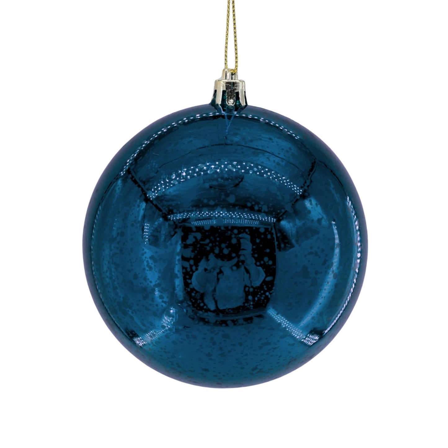 Mercury Finish Plastic Ball Ornament 4" - Navy Blue