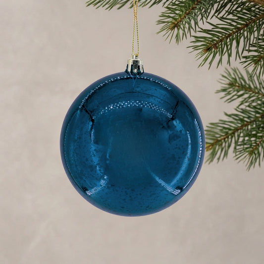 Mercury Finish Plastic Ball Ornament 4" - Navy Blue | ZT