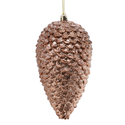 Shiny Bronze Plastic Pinecone Ornament 7"