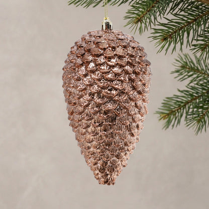 Shiny Bronze Plastic Pinecone Ornament 7"