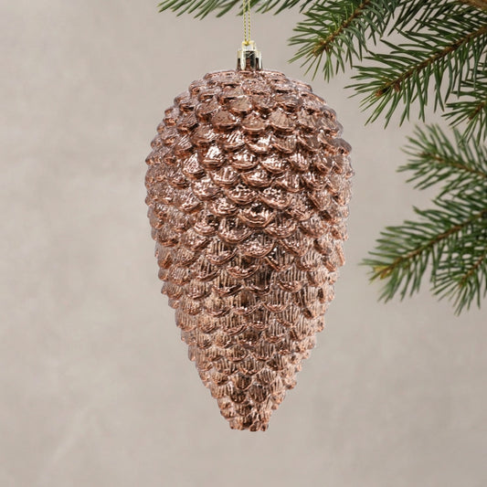 Shiny Bronze Plastic Pinecone Ornament 7" | ZT