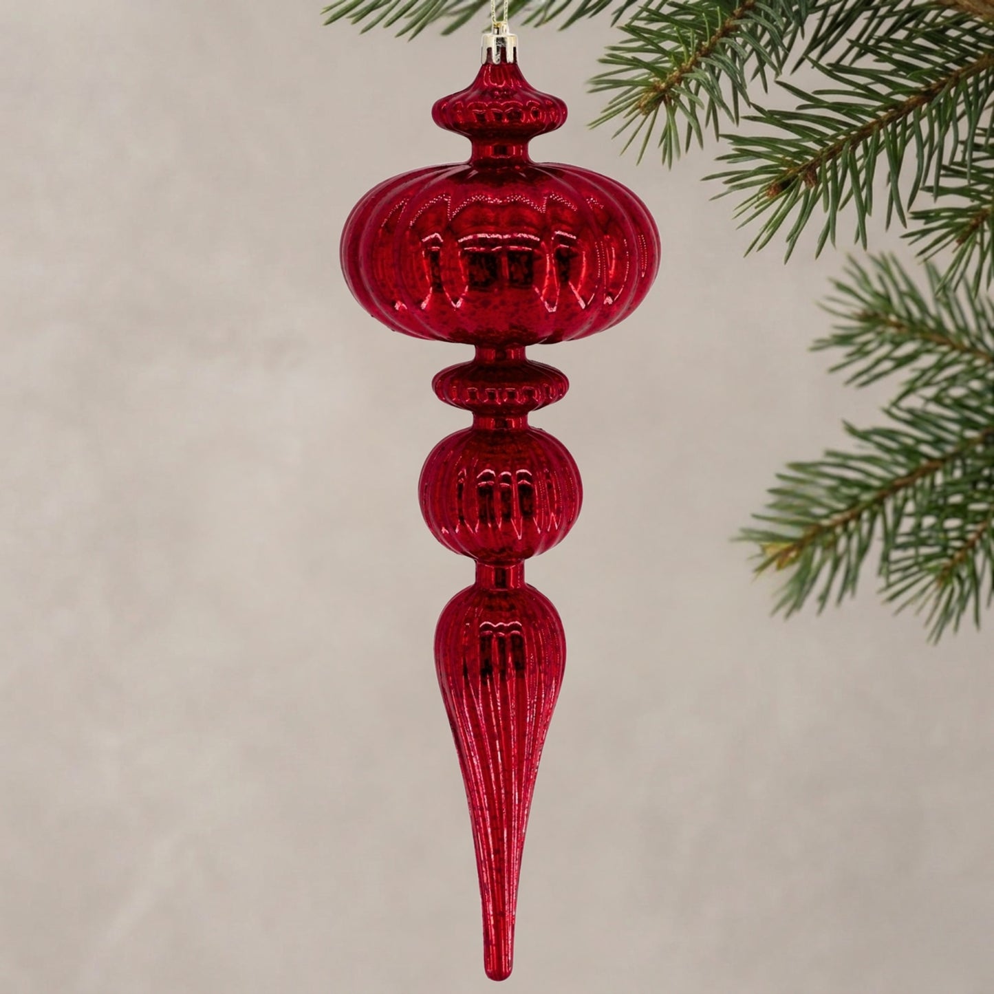 Mercury Finish Grand Plastic Finial 12" - Burgundy