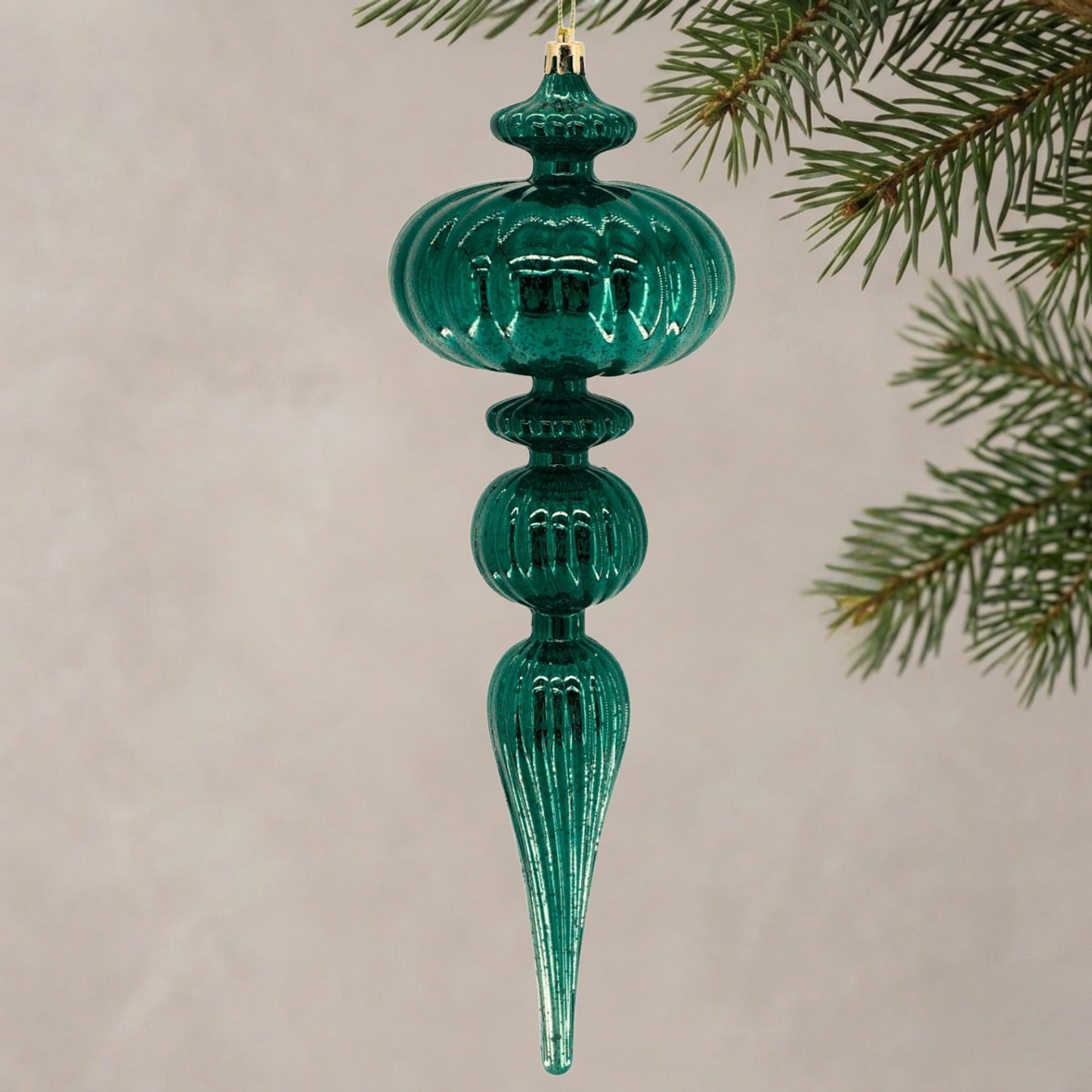Mercury Finish Grand Plastic Finial 12" - Emerald