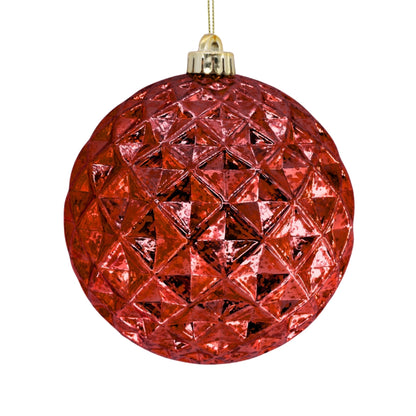 Mercury Finish Diamond Ornament 6" - Red | ZT