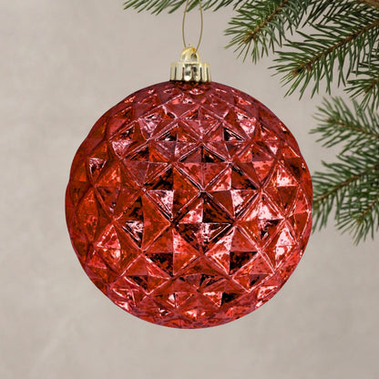 Mercury Finish Diamond Ornament 6" - Red | ZT