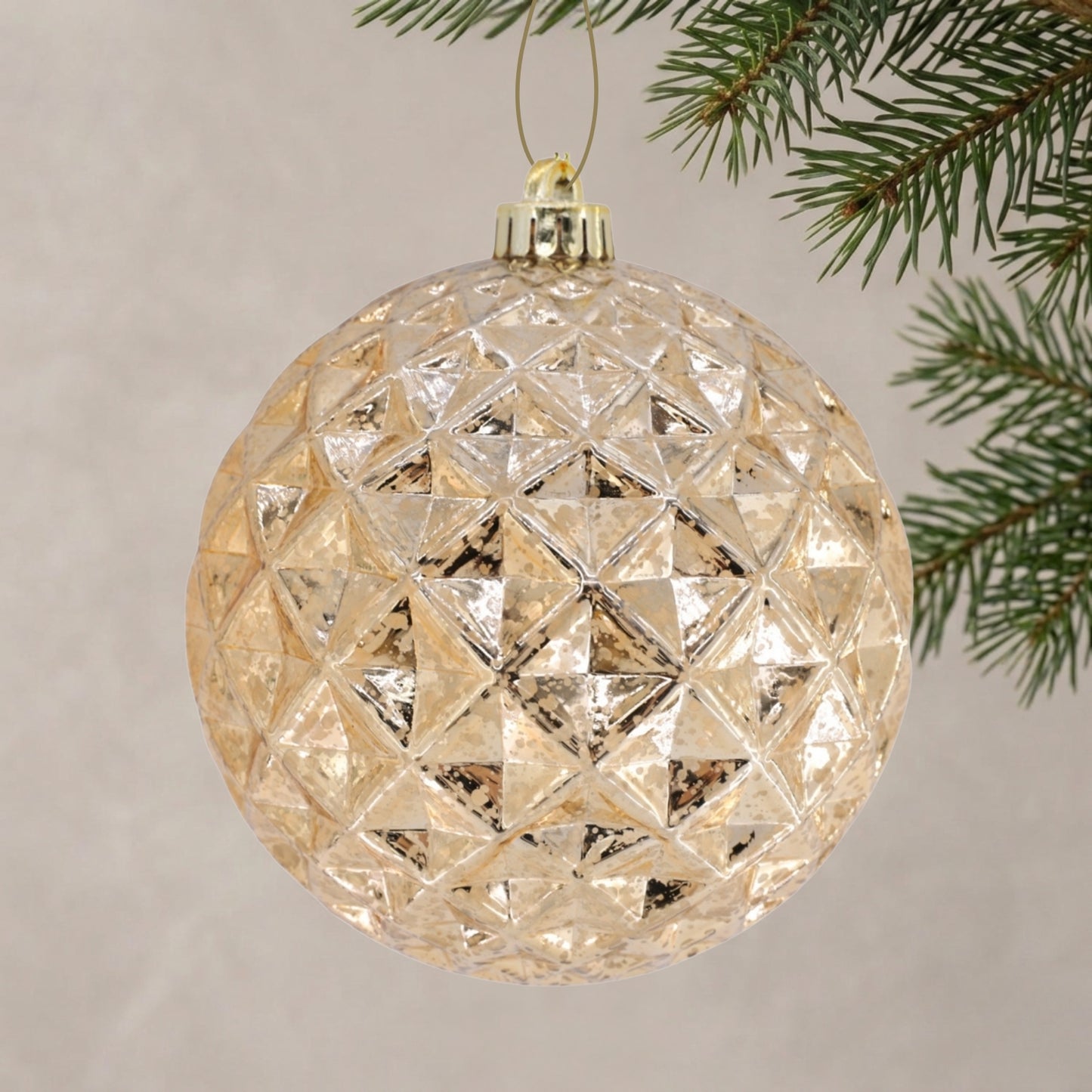Mercury Finish Diamond Ornament 6" - Champagne | ZT